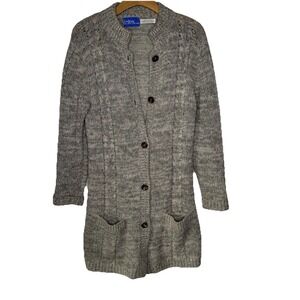 Vintage LeRoy Sweater Long Cardigan Mohair Blend Gray *S/M SEE MEASUREMENTS.